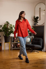 chemise en lin femme rouille