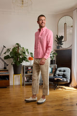 chemise en lin homme rose