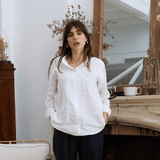 Chemise en lin col mao blanc femme