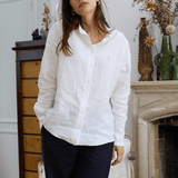 Chemise en lin col mao blanc femme