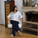 Chemise en lin col mao blanc femme