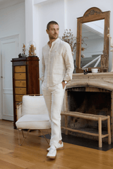 Pantalon en lin blanc homme