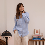 Chemise en lin bleu ciel femme
