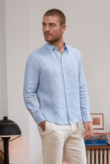 Chemise en lin bleu ciel homme