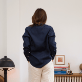 Chemise en lin bleu femme