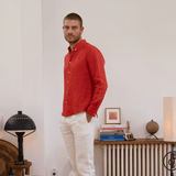 Chemise en lin homme - Brique