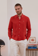 Chemise en lin homme - Brique