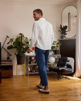 Pantalon en lin bleu homme - fluide