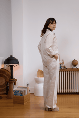 Pantalon en lin blanc femme