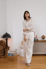 Pantalon en lin blanc femme