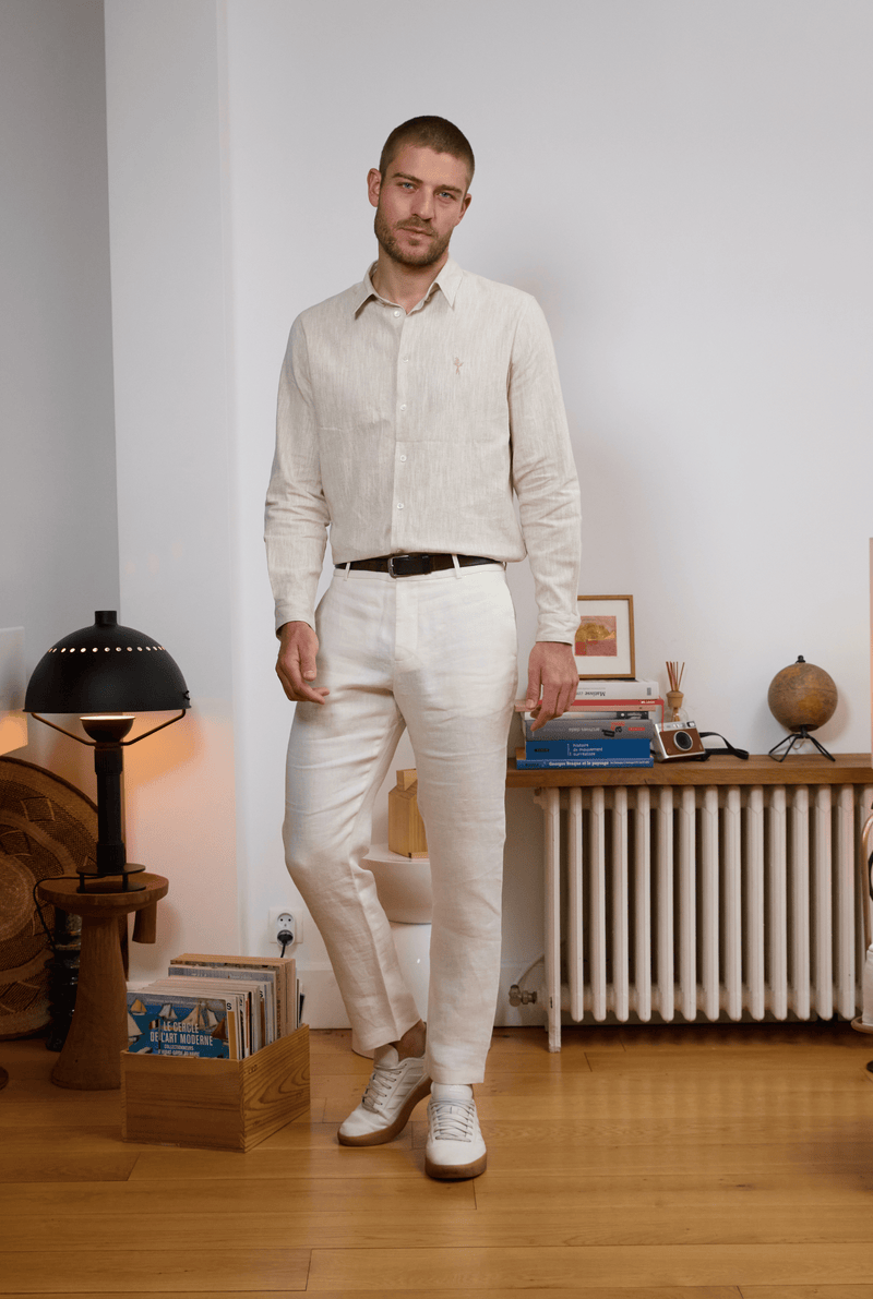 Pantalon en lin blanc homme