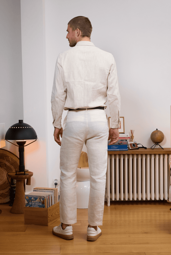 Pantalon en lin blanc homme