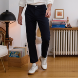 Pantalon en lin bleu homme