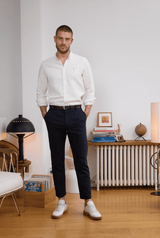 Pantalon en lin bleu homme