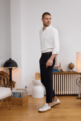 Pantalon en lin bleu homme