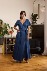 Robe en lin bleu