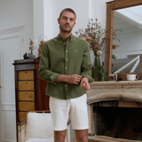 Short en lin homme blanc