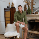 Short en lin homme blanc