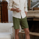 Short en lin homme kaki