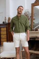 Short en lin homme blanc