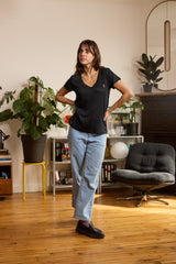 T shirt en lin femme - noir