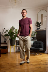 T shirt en lin homme - bordeaux