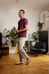 T shirt en lin homme - bordeaux