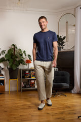 T shirt en lin homme - bleu