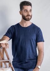 T shirt en lin homme - bleu