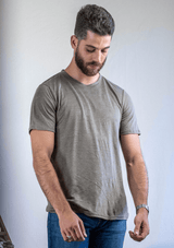 T shirt en lin homme - kaki