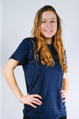 T shirt en lin femme - bleu - col v