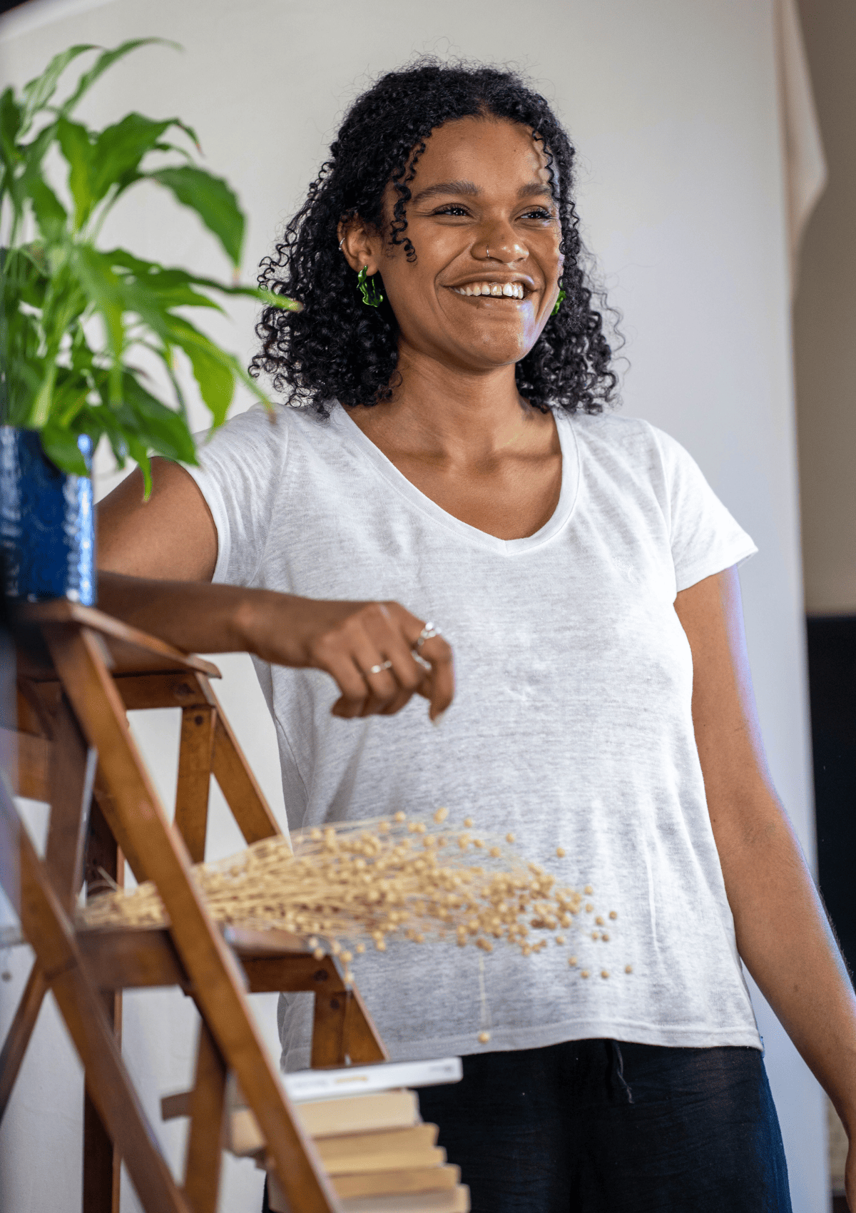 Tee shirt lin blanc top femme