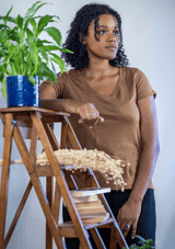 T shirt en lin femme - bronze - col V