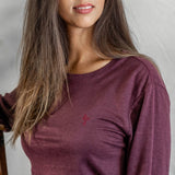 T shirt manches longues en lin bio femme - bordeaux
