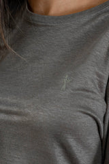 T shirt manches longues en lin bio femme - kaki