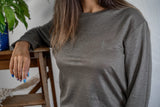 T shirt manches longues en lin bio femme - kaki