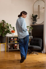 Chemise en lin bleu ciel femme