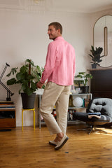 chemise en lin homme rose