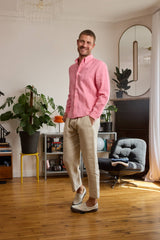 chemise en lin homme rose