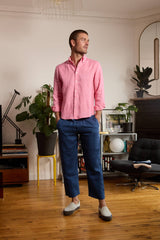 chemise en lin homme rose