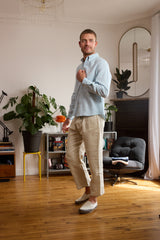 Chemise en lin bleu ciel homme