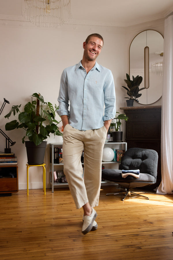 Chemise En Lin Homme Manches Longues - Chemise Été Légère Et Confortable