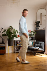 Chemise en lin bleu ciel homme