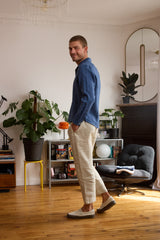 Chemise en lin bleu homme