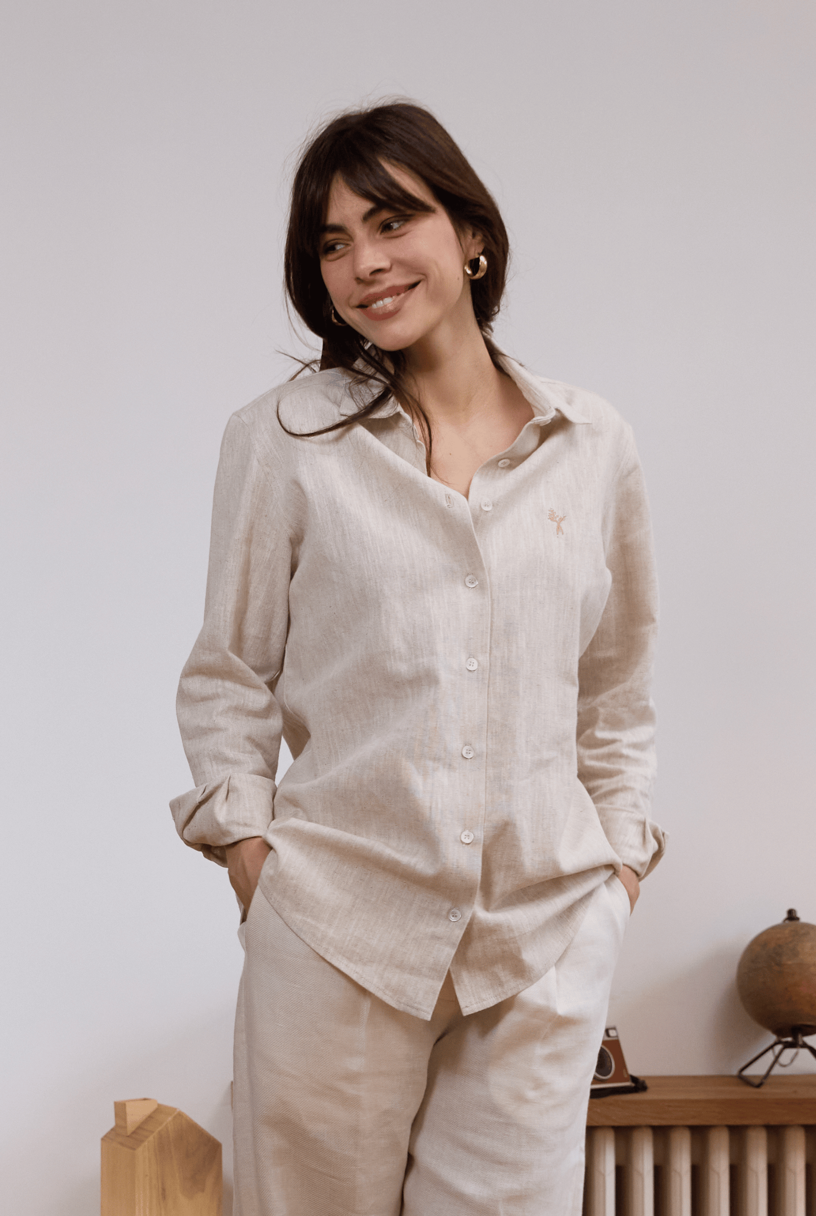 Chemise en lin femme Beige - Main Image