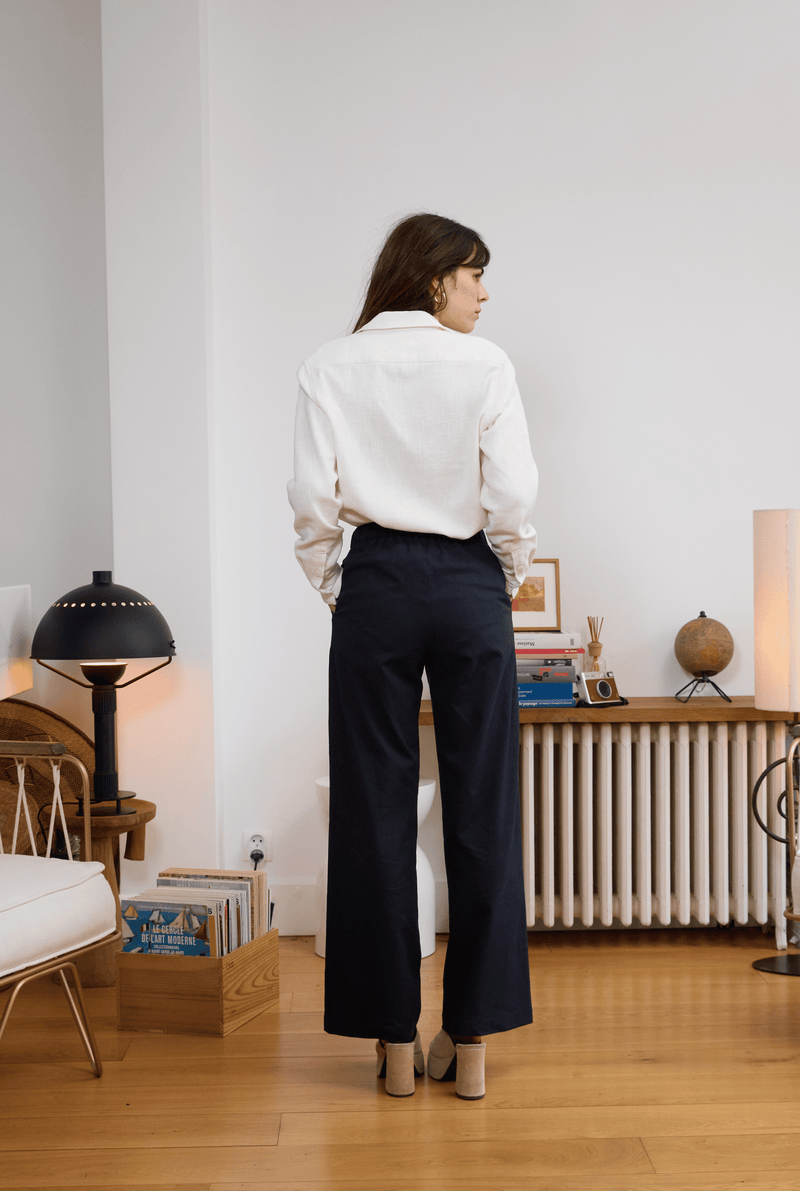 Pantalon en lin bleu femme – Gratitude