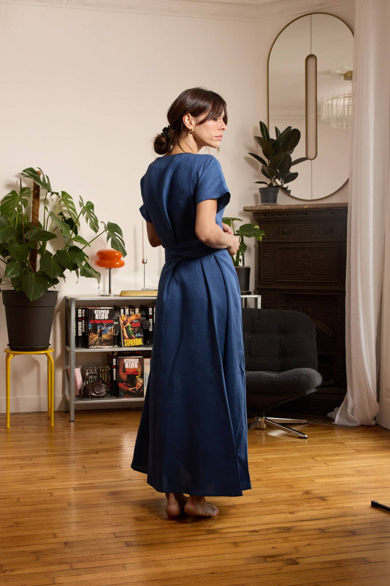 Robe en lin bleu