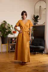 Robe en lin ocre