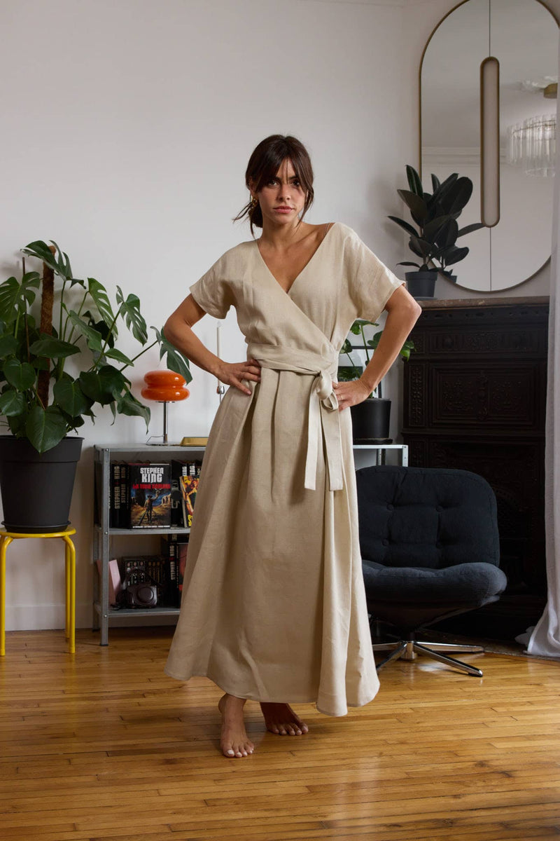 Robe en lin beige