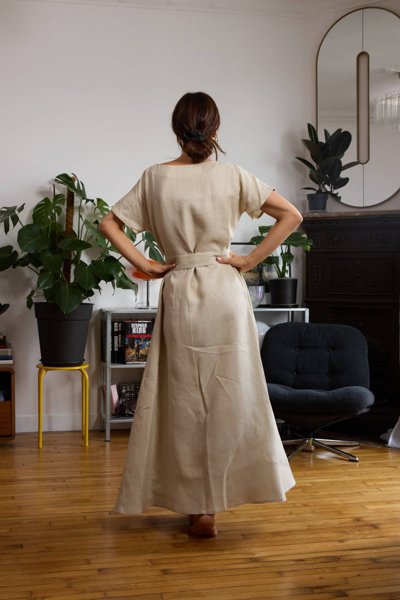 Robe en lin beige